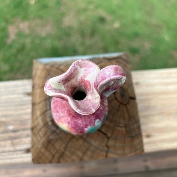 Drip Glaze Arts Crafts Clay Pottery Mini Pitcher Bud Vase 4in Handmade Artisan - Picture 6 of 9